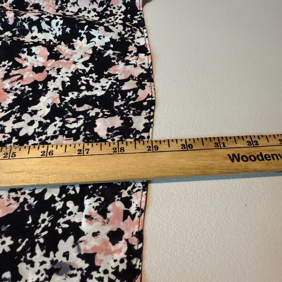 NYDJ Women 3X Printed Top Blouse Lightweight Black Pink 3/4 Sleeve Flowy Shirt - Picture 8 of 9